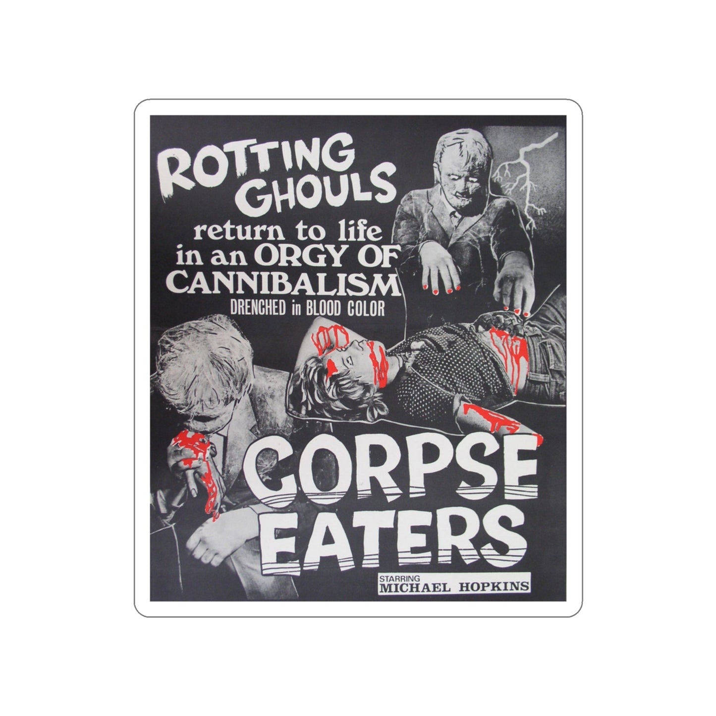 CORPSE EATERS 1974 Movie Poster STICKER Vinyl Die-Cut Decal-3 Inch-The Sticker Space