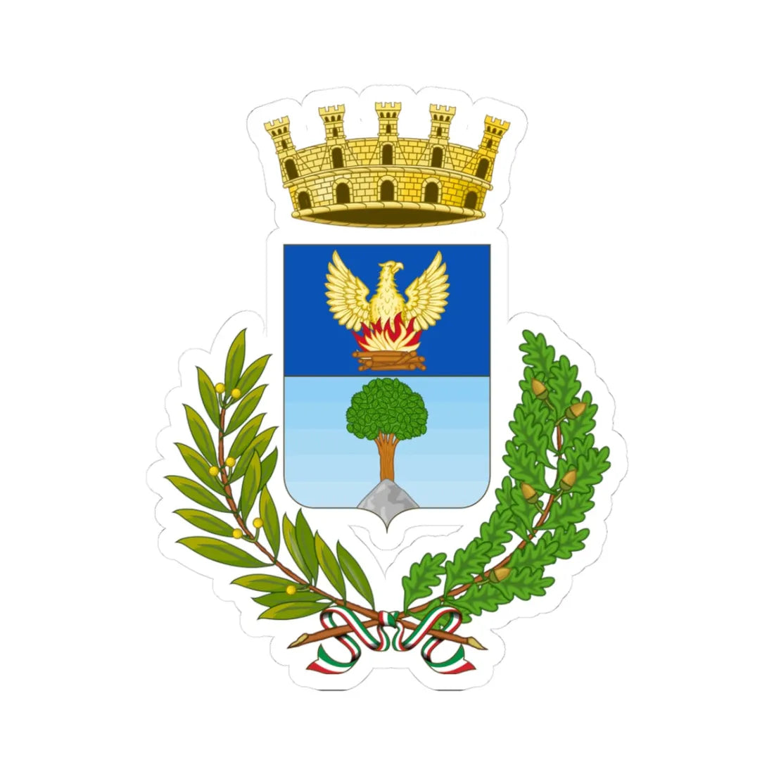 Corridonia-Stemma (Italy) (Coat of Arms) STICKER Vinyl Kiss-Cut Decal 3 Inch White - The Sticker Space