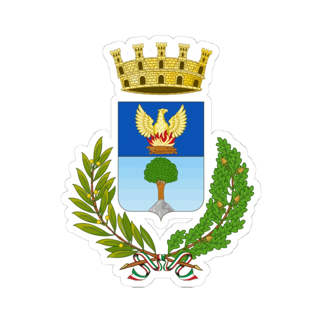 Corridonia-Stemma (Italy) (Coat of Arms) STICKER Vinyl Kiss-Cut Decal 4 Inch White - The Sticker Space