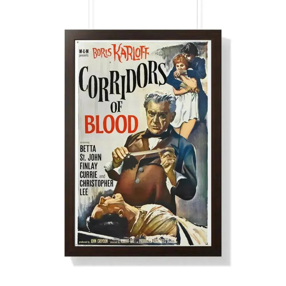 CORRIDORS OF BLOOD 1958 - Framed Movie Poster 20" x 30" Walnut - The Sticker Space