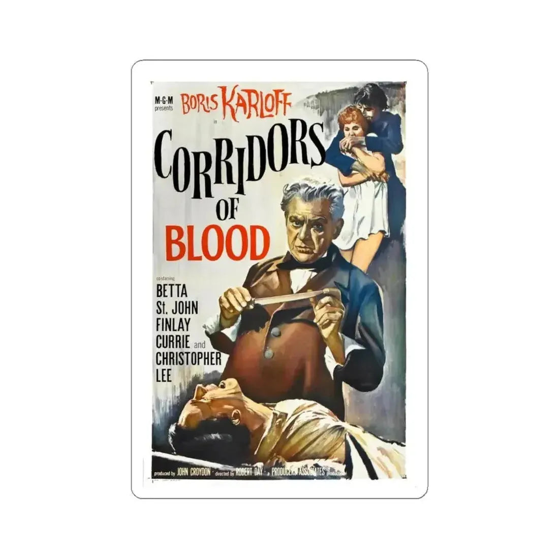 CORRIDORS OF BLOOD 1958 Movie Poster - STICKER Vinyl Kiss-Cut Decal 4 Inch White - The Sticker Space