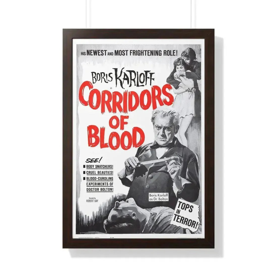 CORRIDORS OF BLOOD (2) 1958 - Framed Movie Poster 20" x 30" Walnut - The Sticker Space