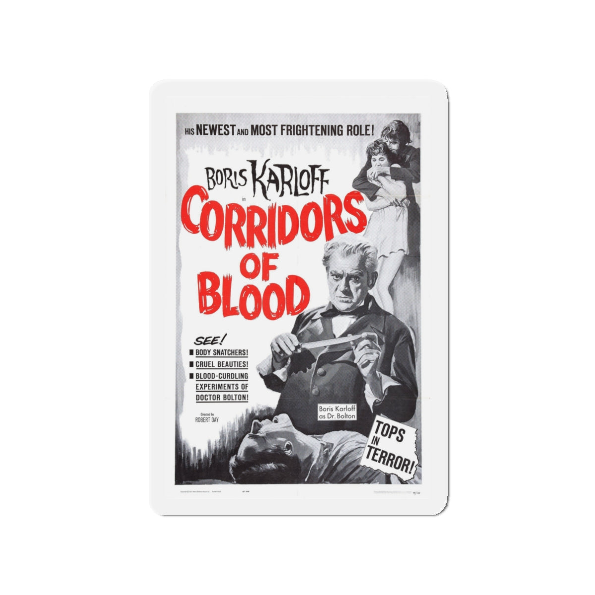 CORRIDORS OF BLOOD (2) 1958 Movie Poster - Die-Cut Magnet-3" x 3"-The Sticker Space