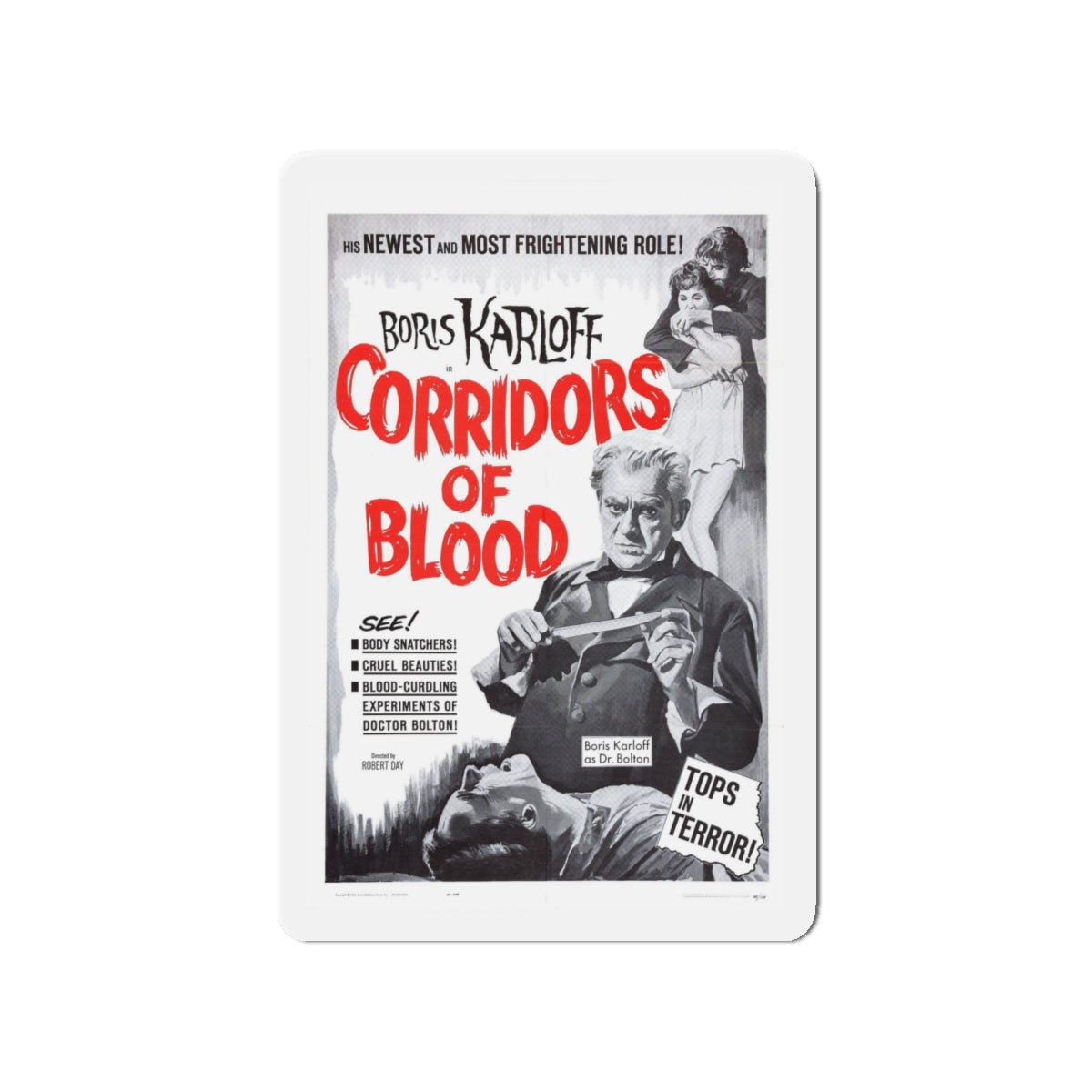 CORRIDORS OF BLOOD (2) 1958 Movie Poster - Die-Cut Magnet-4" x 4"-The Sticker Space