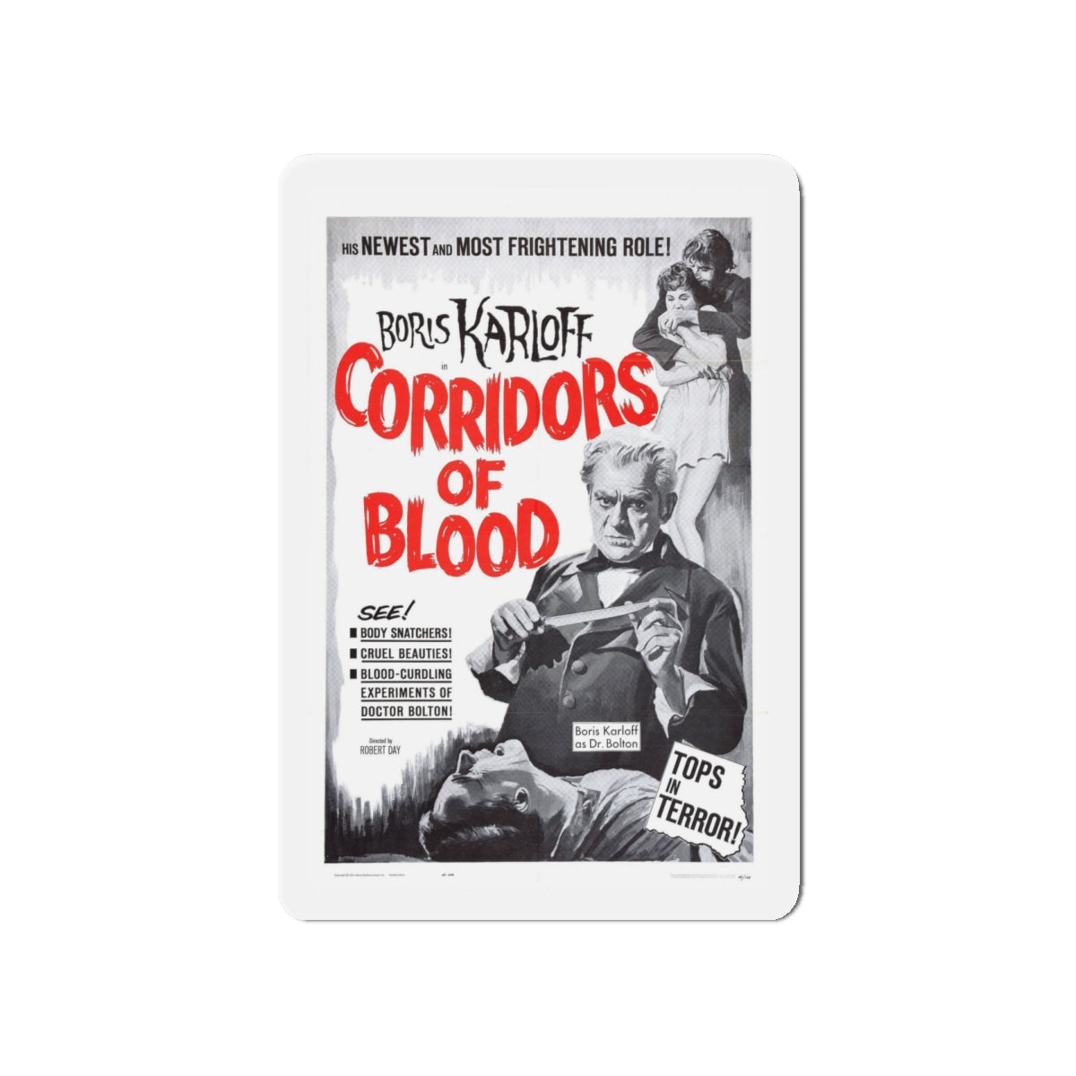 CORRIDORS OF BLOOD (2) 1958 Movie Poster - Die-Cut Magnet-5" x 5"-The Sticker Space