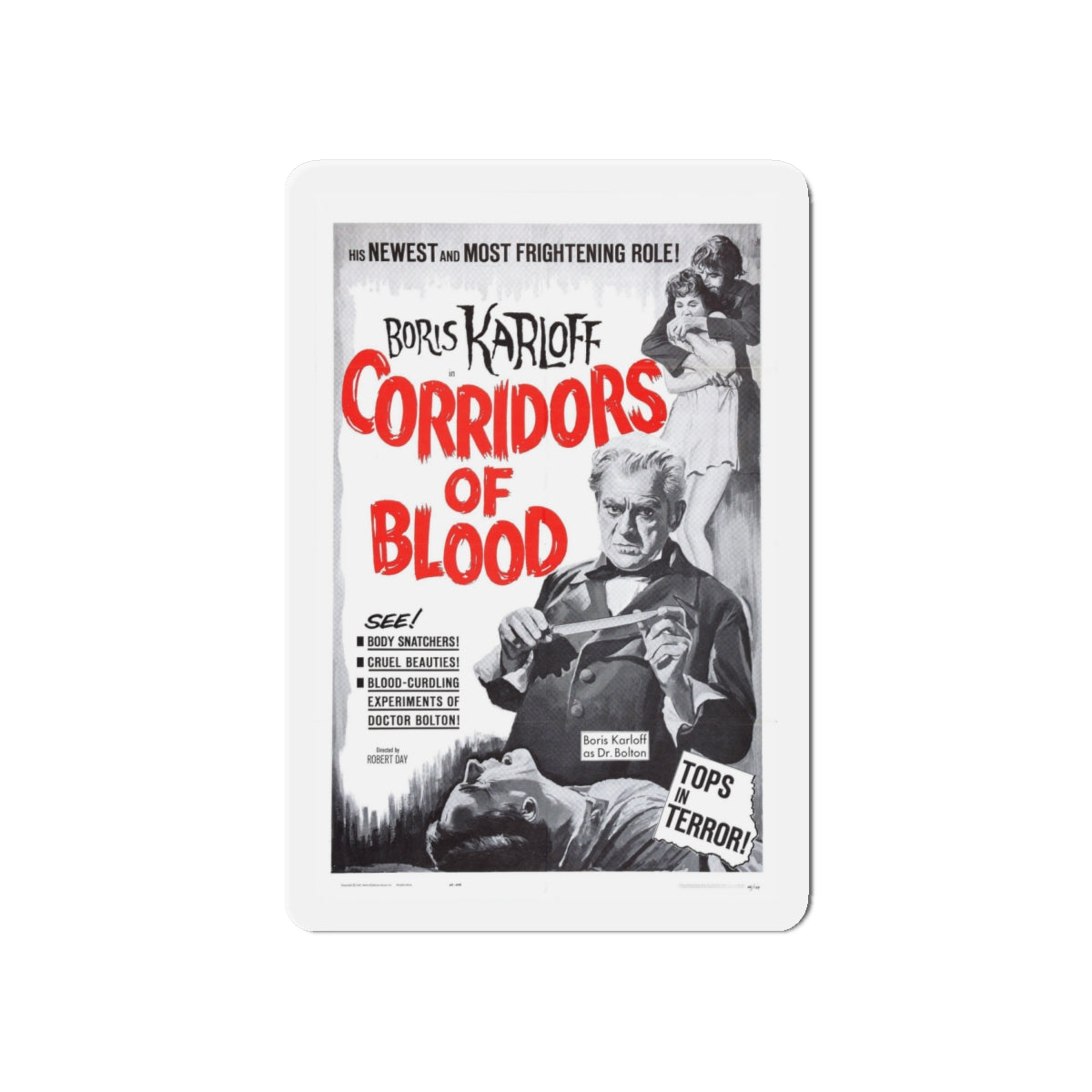 CORRIDORS OF BLOOD (2) 1958 Movie Poster - Die-Cut Magnet-6 × 6"-The Sticker Space