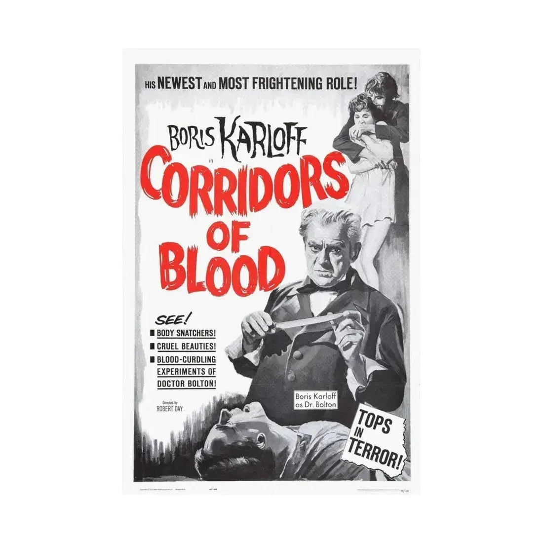CORRIDORS OF BLOOD (2) 1958 - Paper Movie Poster - The Sticker Space