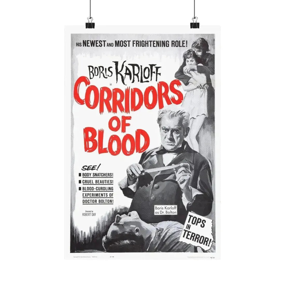CORRIDORS OF BLOOD (2) 1958 - Paper Movie Poster - The Sticker Space