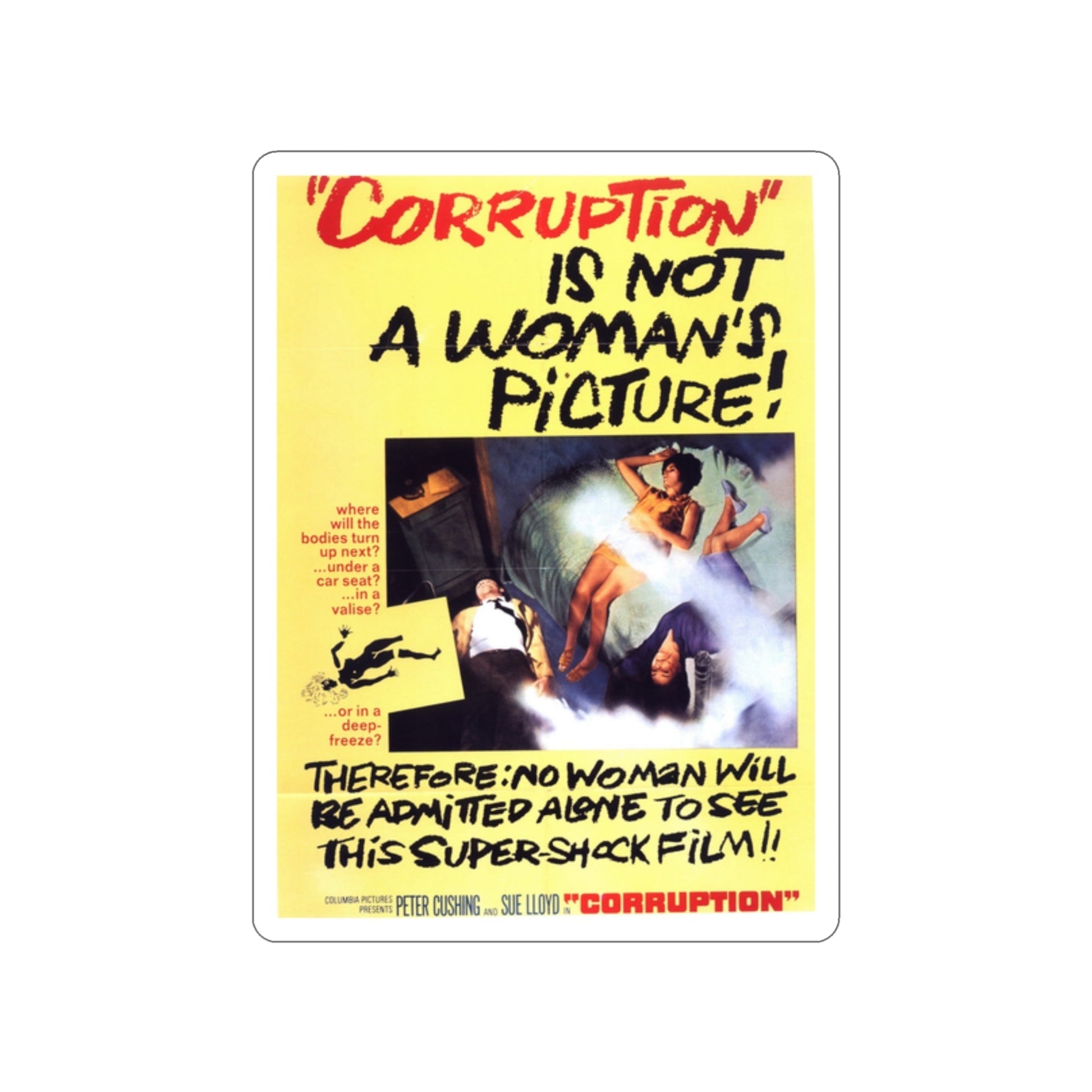 CORRUPTION 1968 Movie Poster STICKER Vinyl Die-Cut Decal-2 Inch-The Sticker Space