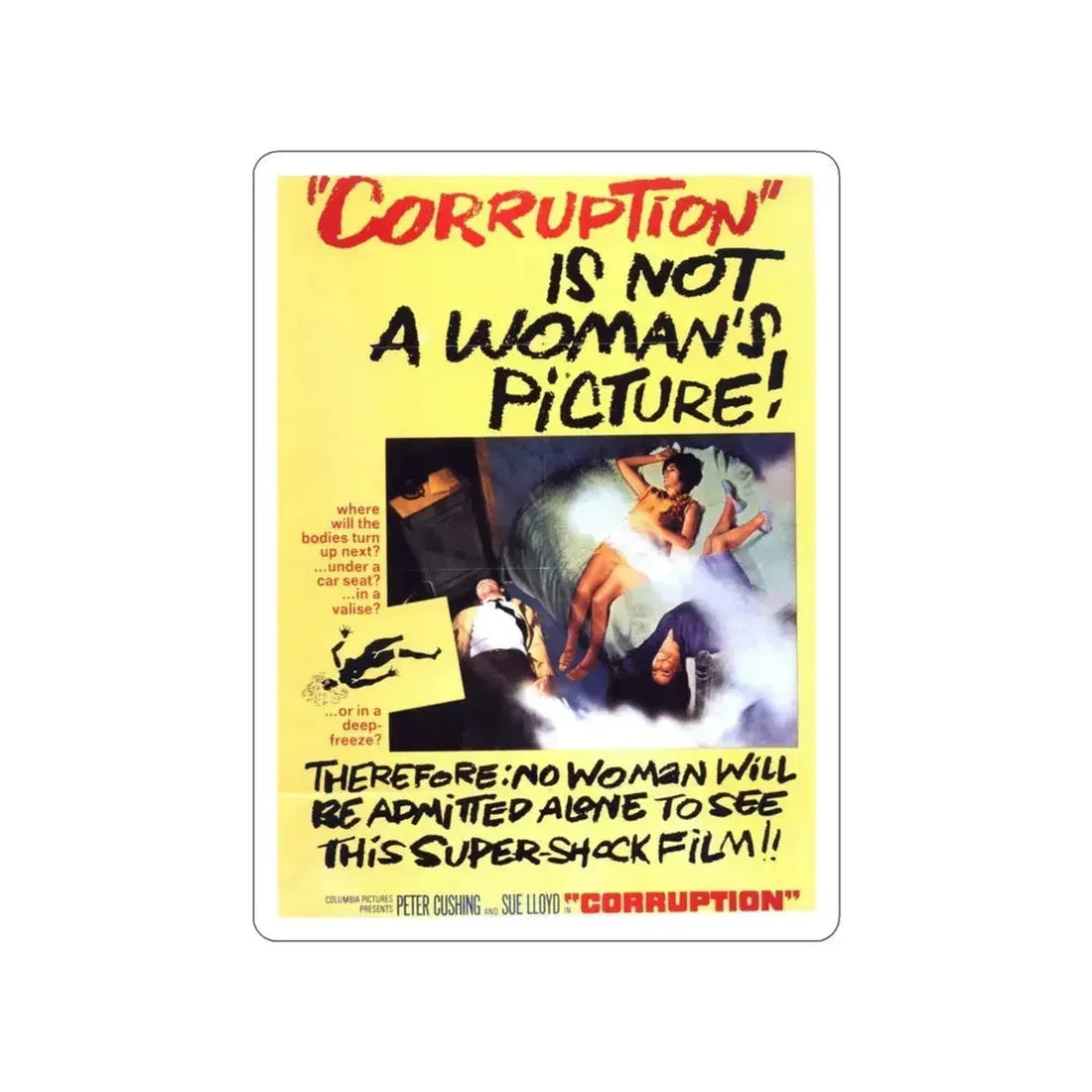 CORRUPTION 1968 Movie Poster STICKER Vinyl Die-Cut Decal 3 Inch - The Sticker Space