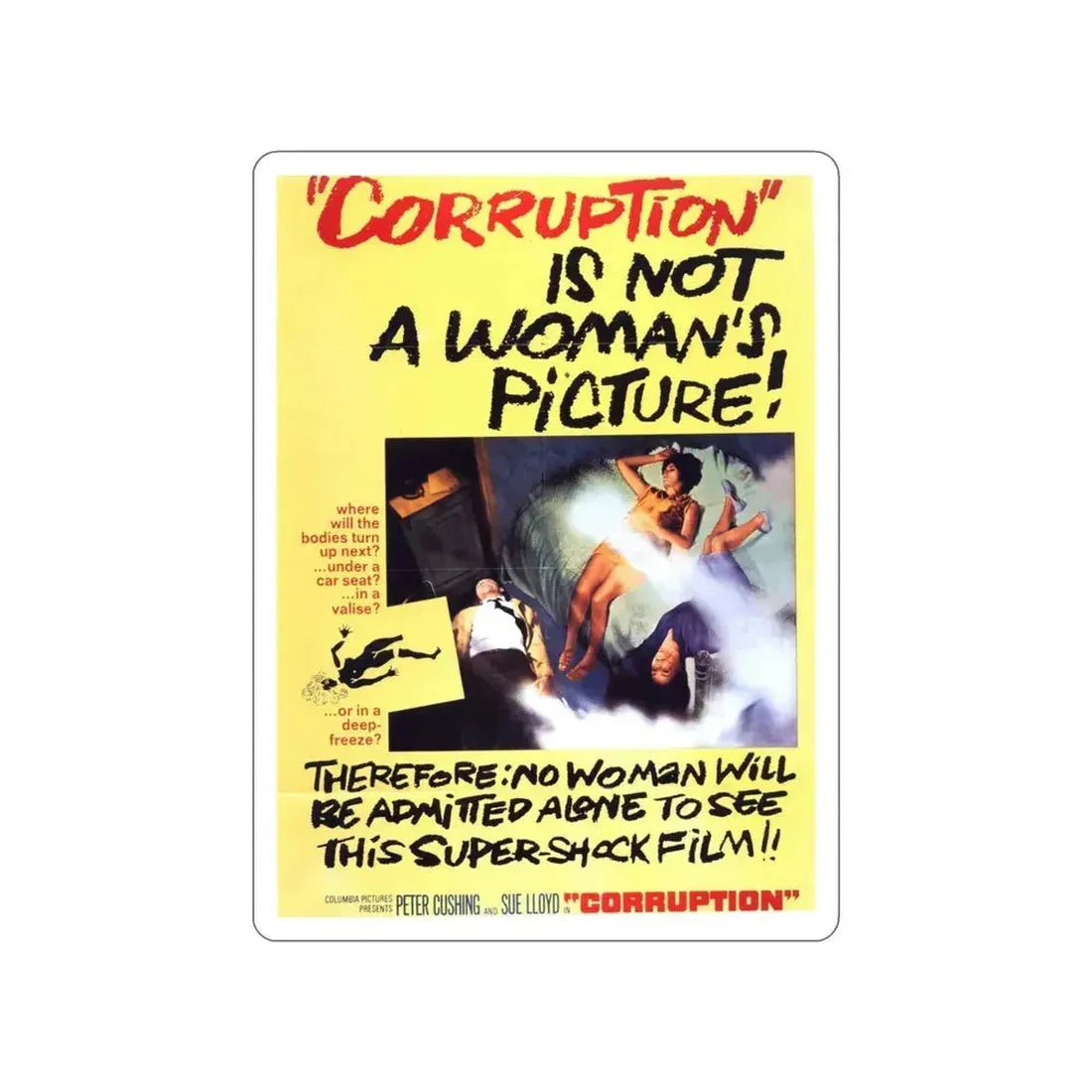 CORRUPTION 1968 Movie Poster STICKER Vinyl Die-Cut Decal 4 Inch - The Sticker Space