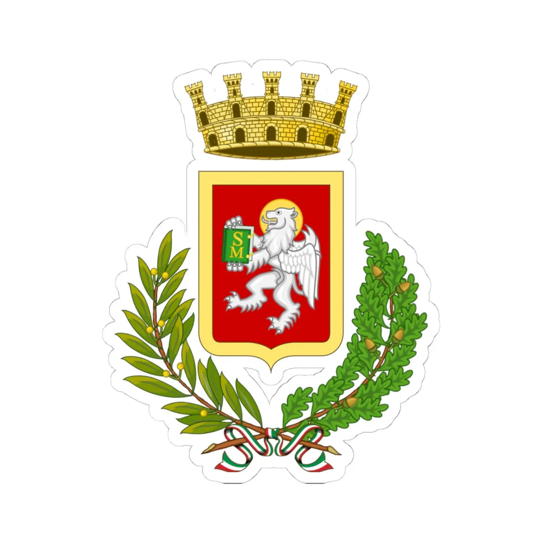 Cortona-Stemma (Italy) (Coat of Arms) STICKER Vinyl Kiss-Cut Decal 4 Inch White - The Sticker Space