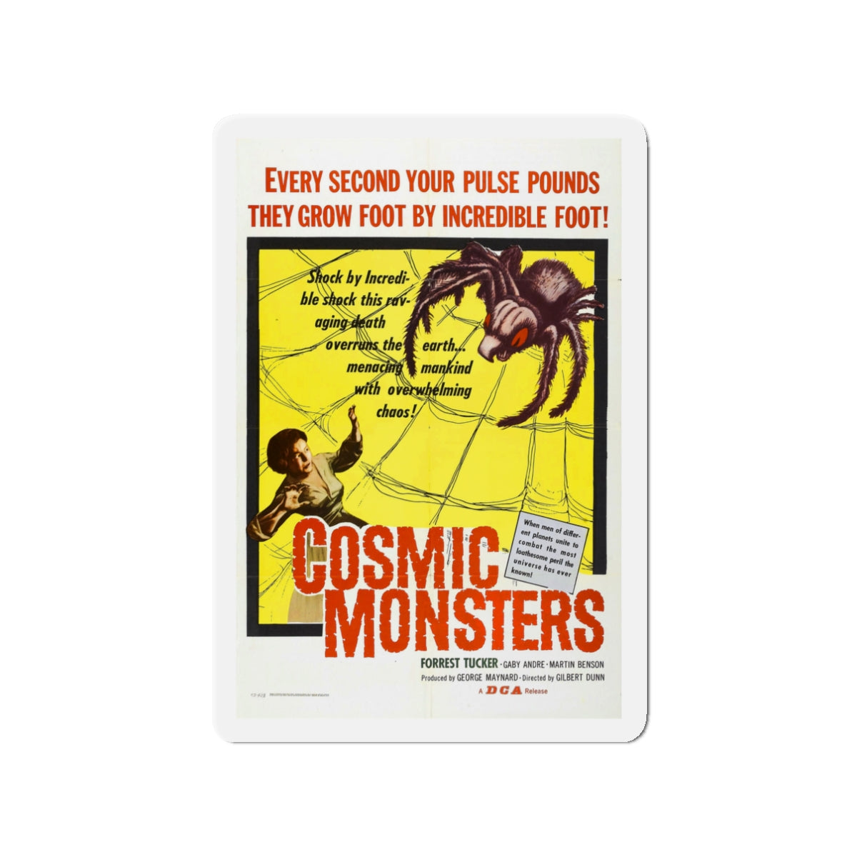 COSMIC MONSTERS 1958 Movie Poster - Die-Cut Magnet-3" x 3"-The Sticker Space