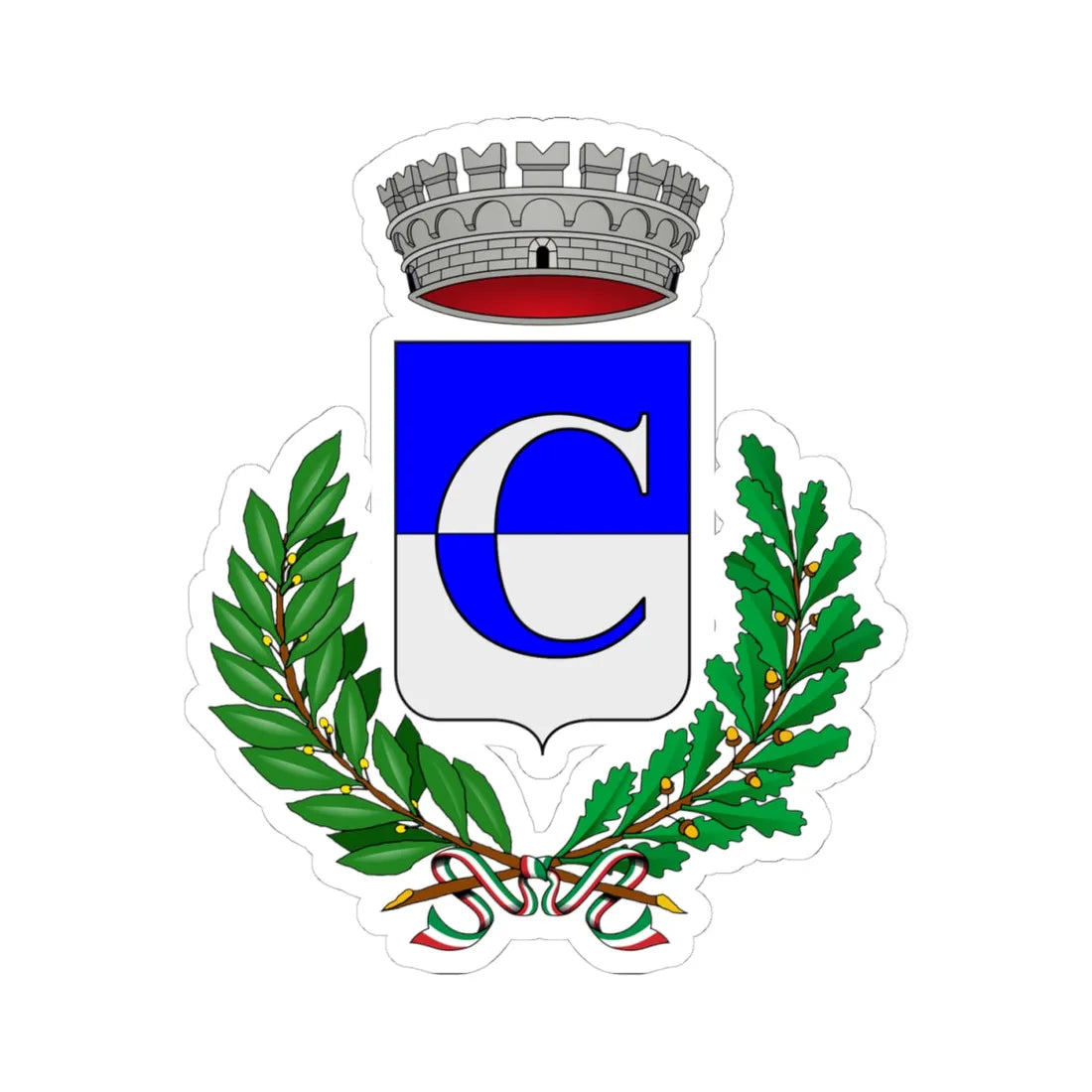 Costigliole Saluzzo-Stemma (Italy) (Coat of Arms) STICKER Vinyl Kiss-Cut Decal 4 Inch White - The Sticker Space