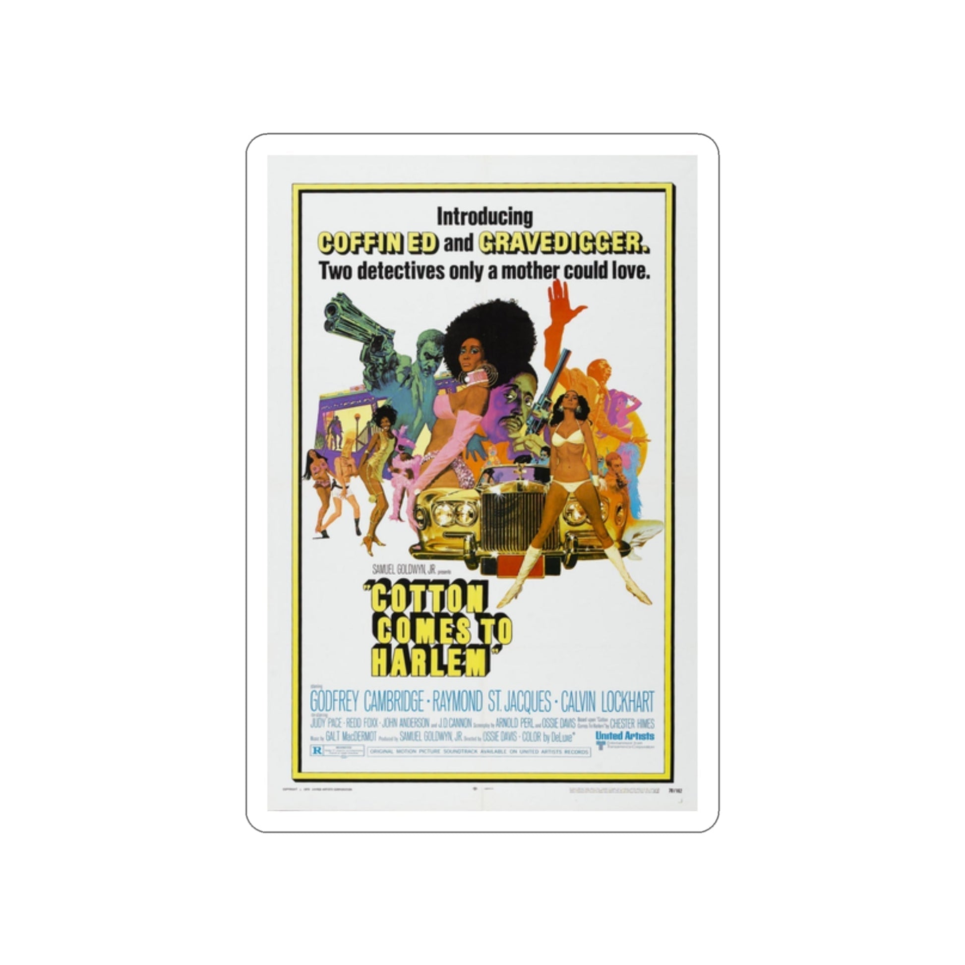 COTTON COMES TO HARLEM 1970 Movie Poster STICKER Vinyl Die-Cut Decal-2 Inch-The Sticker Space