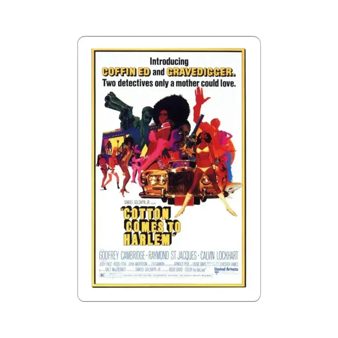 Cotton Comes to Harlem 1970 Movie Poster - STICKER Vinyl Kiss-Cut Decal 3 Inch White - The Sticker Space