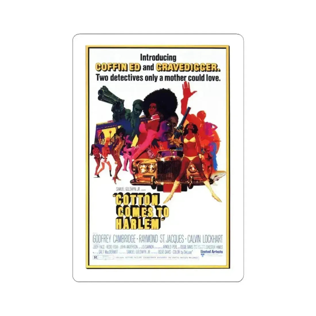 Cotton Comes to Harlem 1970 Movie Poster - STICKER Vinyl Kiss-Cut Decal 6 Inch White - The Sticker Space