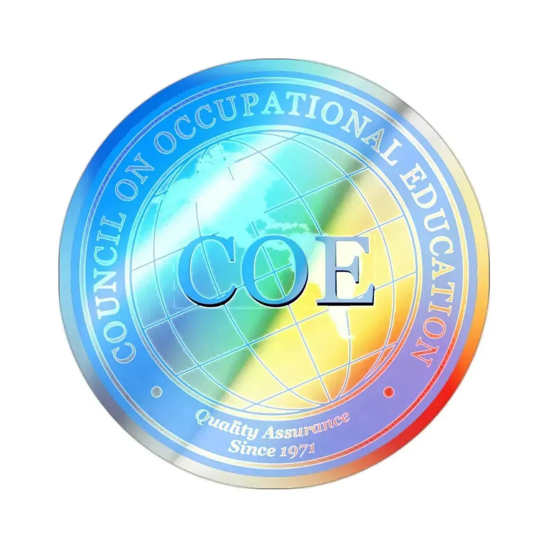 Council on Occupational Education (U.S. Navy) Holographic STICKER Die-Cut Vinyl Decal 2 Inch Holographic - The Sticker Space