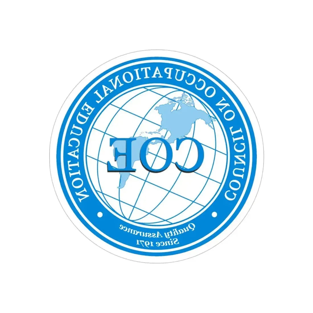 Council on Occupational Education (U.S. Navy) REVERSE PRINT Transparent Die-Cut STICKER 4 Inch Die-Cut Transparent - The Sticker Space