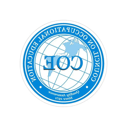 Council on Occupational Education (U.S. Navy) REVERSE PRINT Transparent Die-Cut STICKER 4 Inch Die-Cut Transparent - The Sticker Space