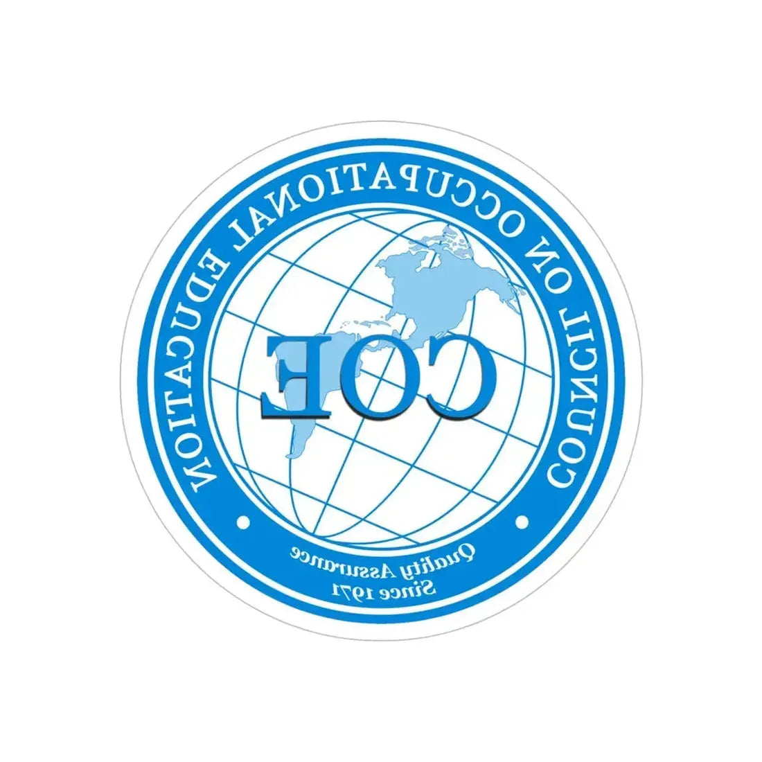 Council on Occupational Education (U.S. Navy) REVERSE PRINT Transparent Die-Cut STICKER 5 Inch Die-Cut Transparent - The Sticker Space