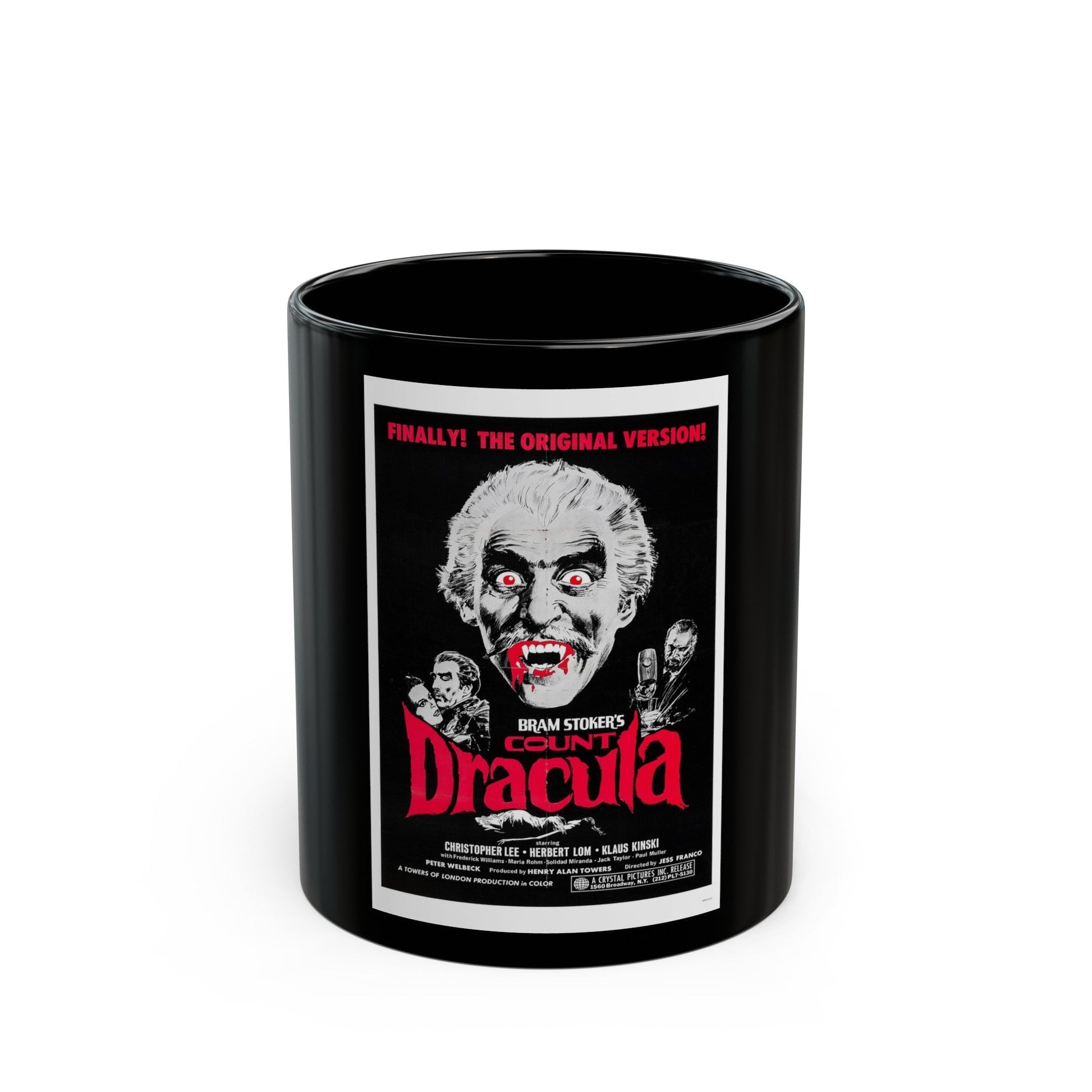 COUNT DRACULA 1970 Movie Poster - Black Coffee Mug-11oz-The Sticker Space