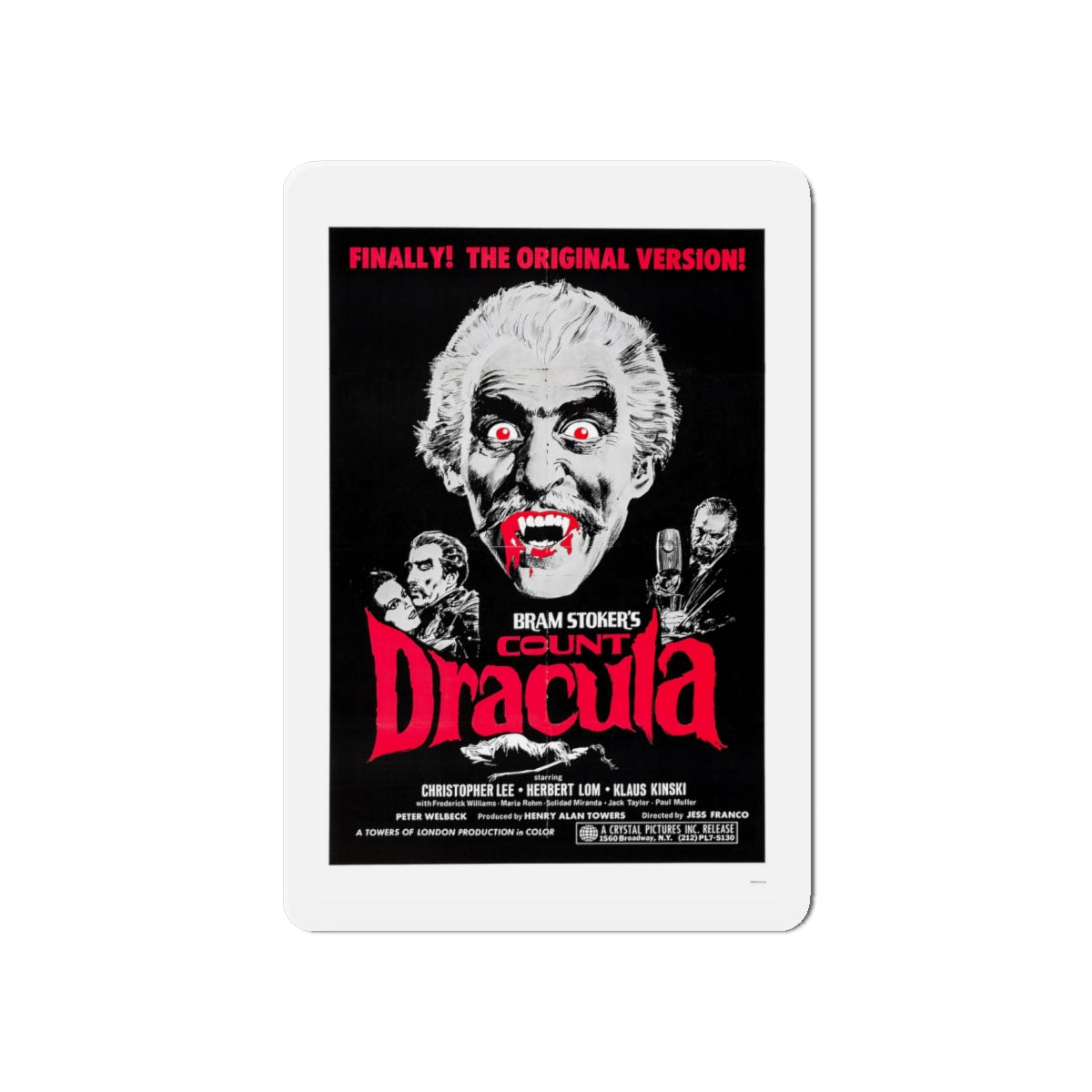 COUNT DRACULA 1970 Movie Poster - Die-Cut Magnet-6 × 6"-The Sticker Space