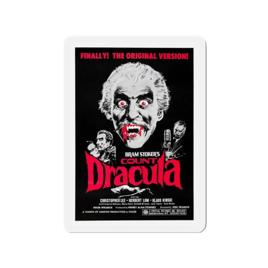 COUNT DRACULA 1970 Movie Poster - Refrigerator Magnet 2 Inch - The Sticker Space