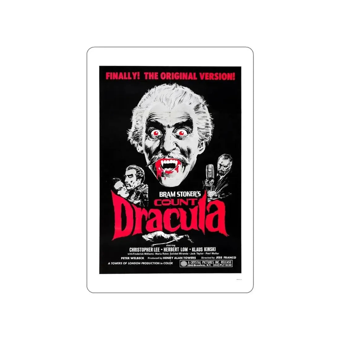 COUNT DRACULA 1970 Movie Poster STICKER Vinyl Die-Cut Decal 5 Inch - The Sticker Space