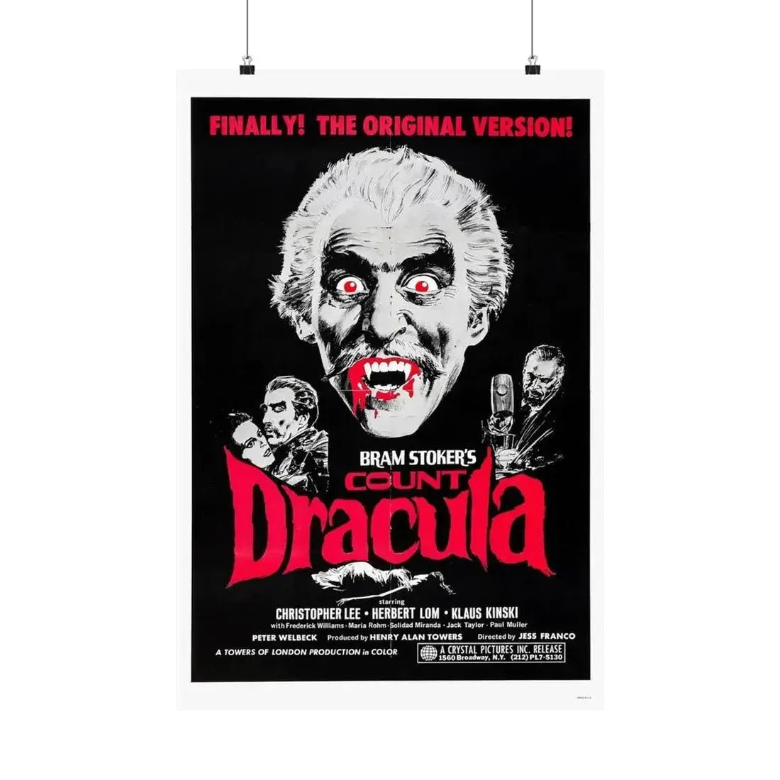 COUNT DRACULA 1970 - Paper Movie Poster 20″ x 30″ Matte - The Sticker Space