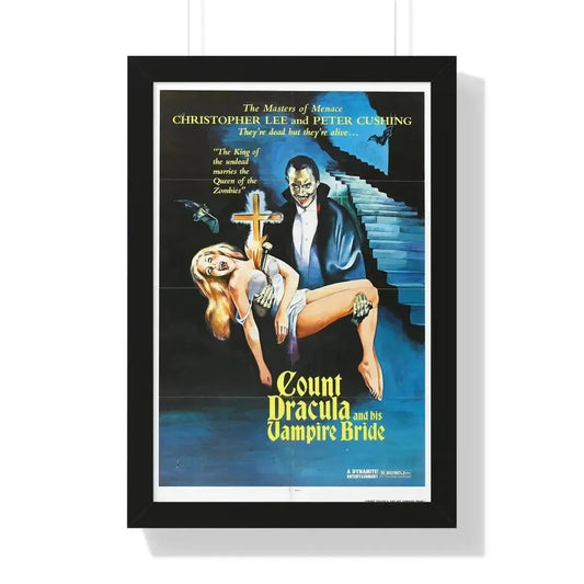 COUNT DRACULA AND HIS VAMPIRE BRIDE 1973 - Framed Movie Poster 16″ x 24″ Black - The Sticker Space