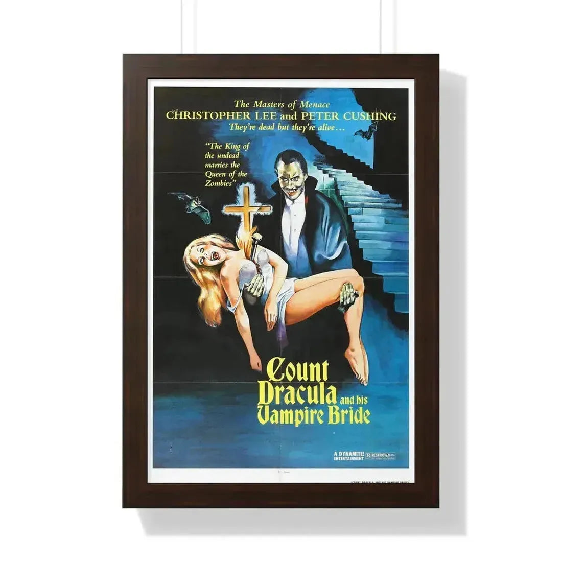 COUNT DRACULA AND HIS VAMPIRE BRIDE 1973 - Framed Movie Poster 16″ x 24″ Walnut - The Sticker Space