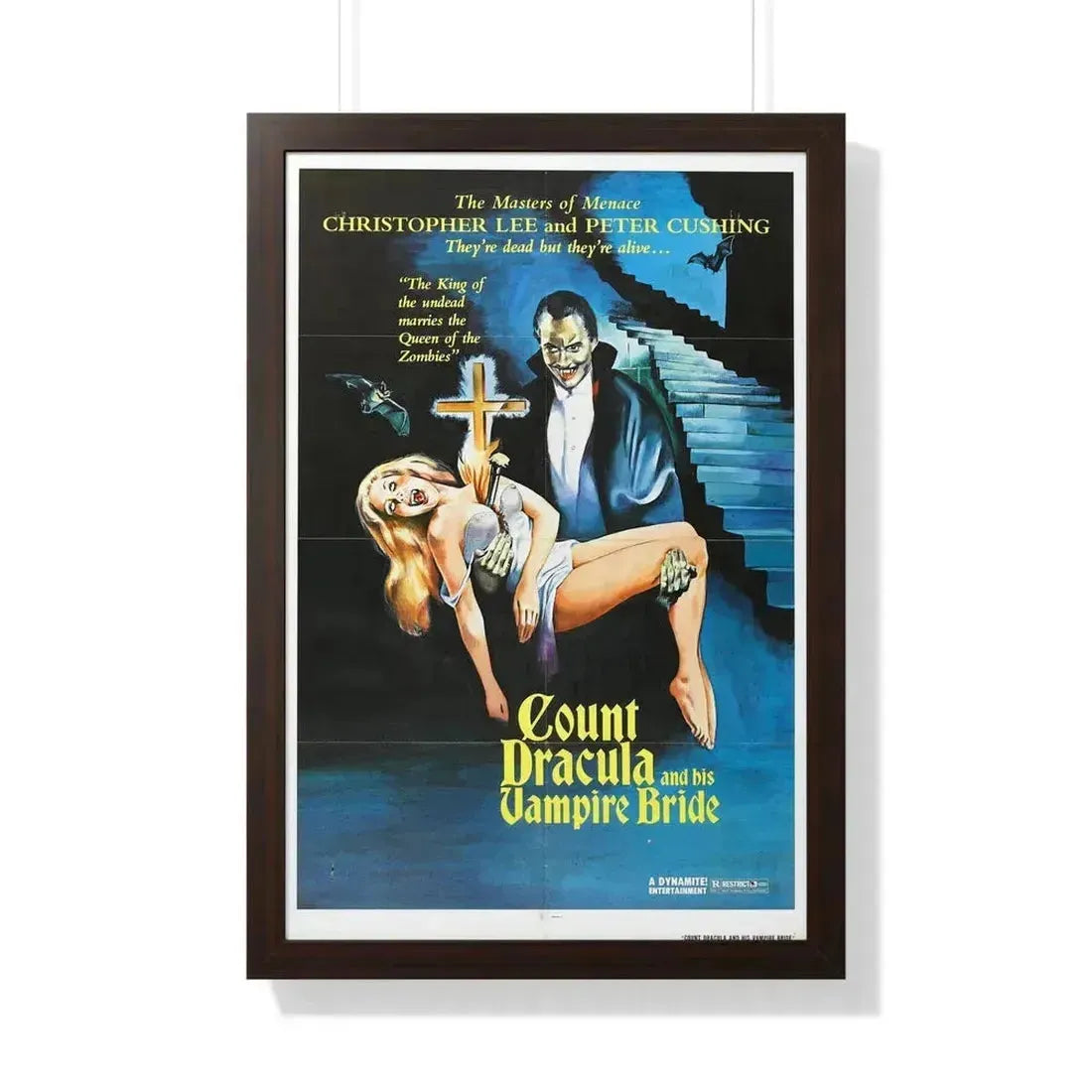 COUNT DRACULA AND HIS VAMPIRE BRIDE 1973 - Framed Movie Poster 20" x 30" Walnut - The Sticker Space