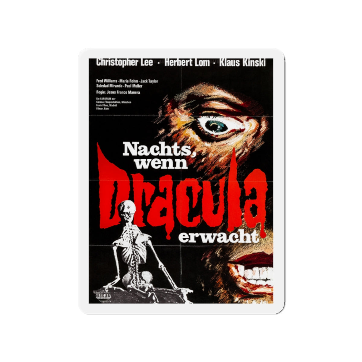 COUNT DRACULA (FRANCO) 2 1970 Movie Poster - Die-Cut Magnet-2" x 2"-The Sticker Space