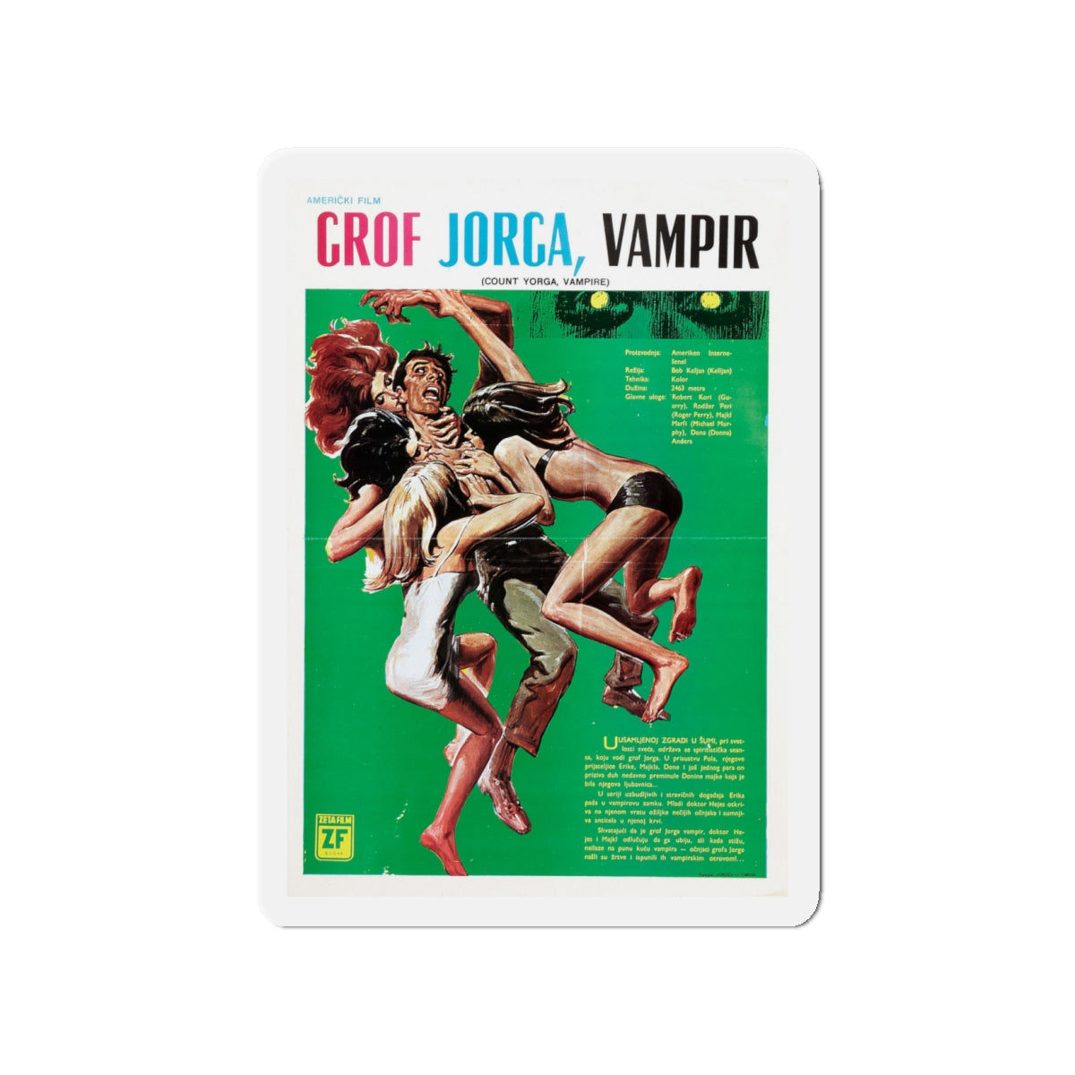 COUNT YORGA, VAMPIRE 1970 Movie Poster - Die-Cut Magnet-4" x 4"-The Sticker Space