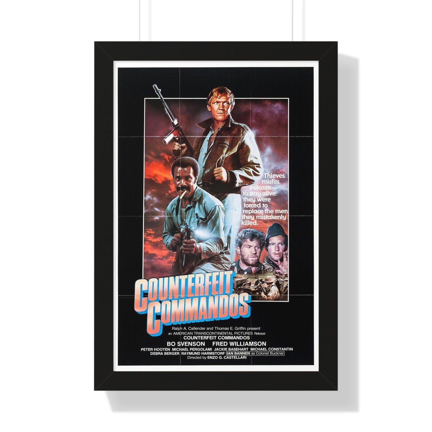 COUNTERFEIT COMMANDOS (THE INGLORIOUS BASTARDS) 1978 - Framed Movie Poster-16″ x 24″-The Sticker Space