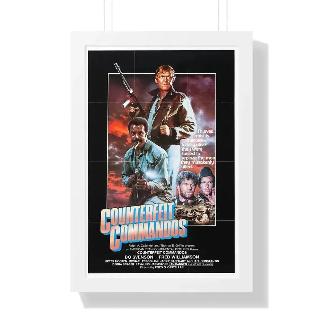 COUNTERFEIT COMMANDOS (THE INGLORIOUS BASTARDS) 1978 - Framed Movie Poster 16″ x 24″ White - The Sticker Space