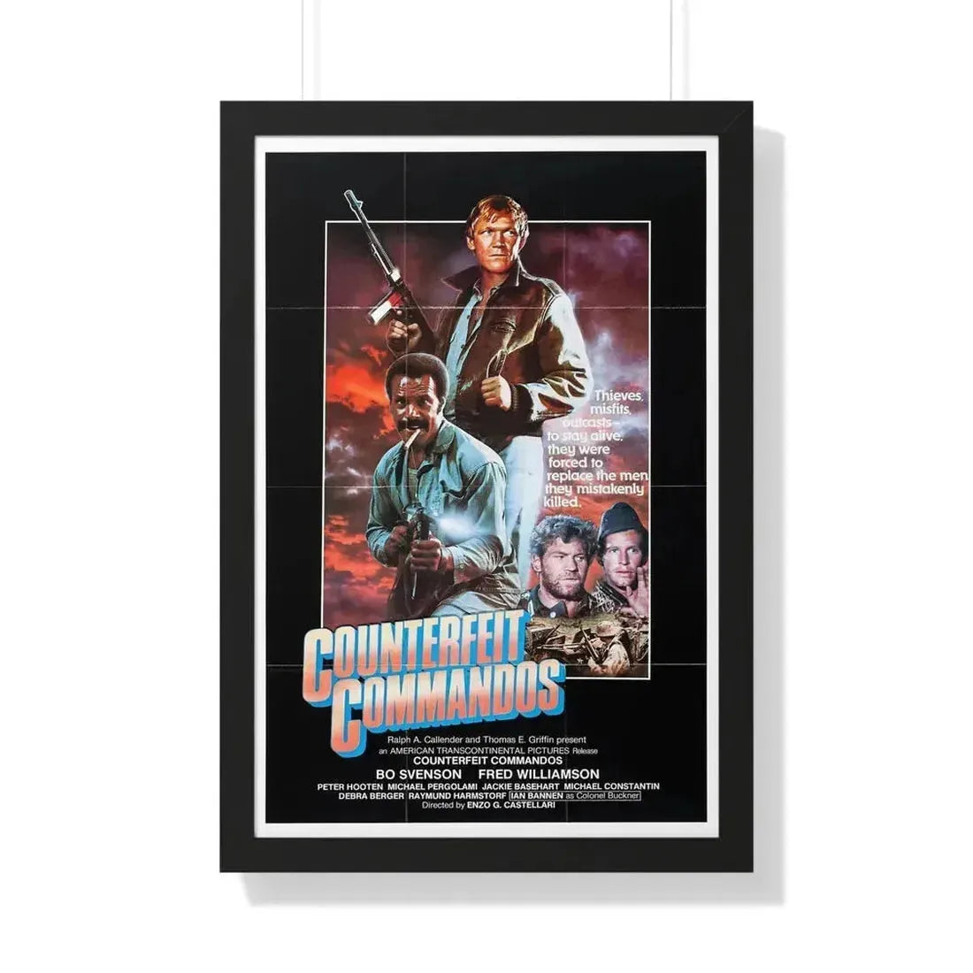 COUNTERFEIT COMMANDOS (THE INGLORIOUS BASTARDS) 1978 - Framed Movie Poster 20" x 30" Black - The Sticker Space