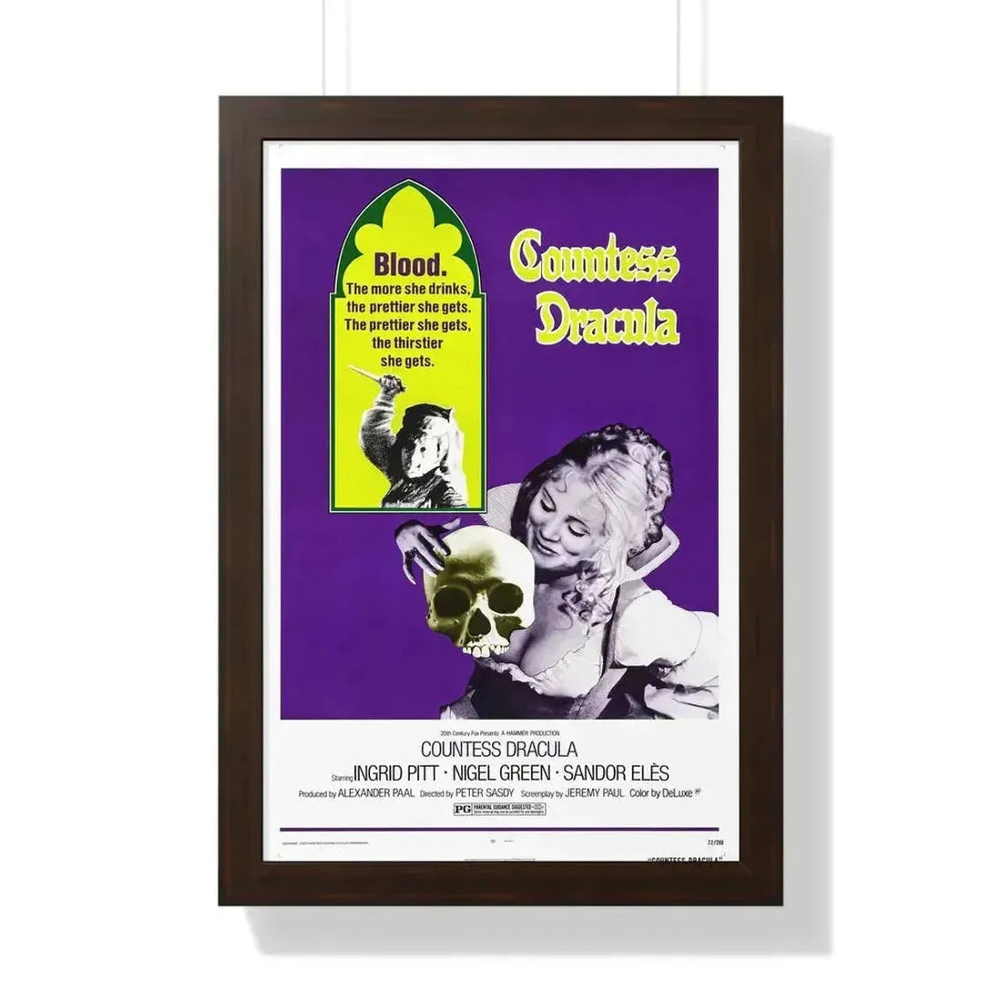 COUNTESS DRACULA 1971 - Framed Movie Poster 16″ x 24″ Walnut - The Sticker Space