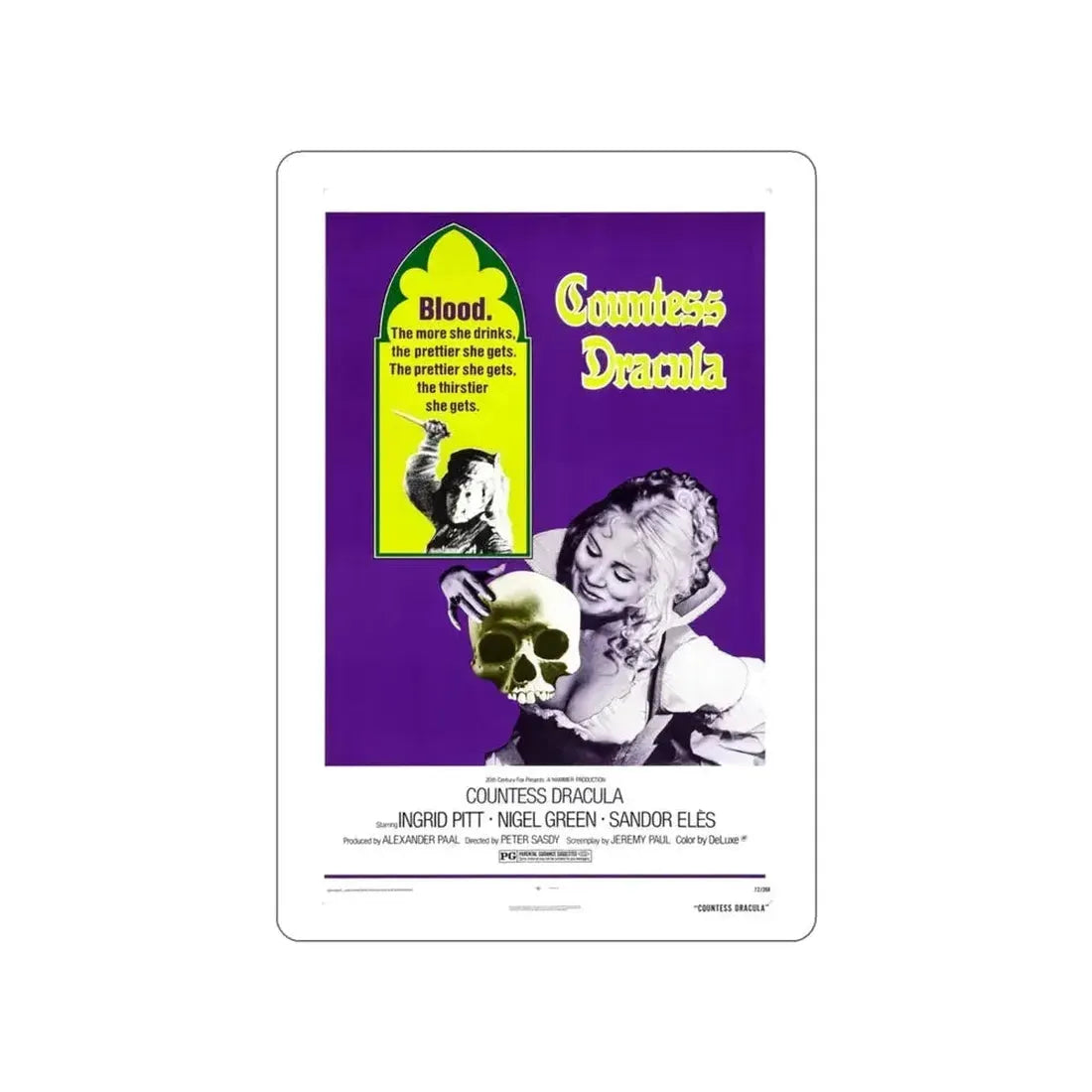 COUNTESS DRACULA 1971 Movie Poster STICKER Vinyl Die-Cut Decal 3 Inch - The Sticker Space
