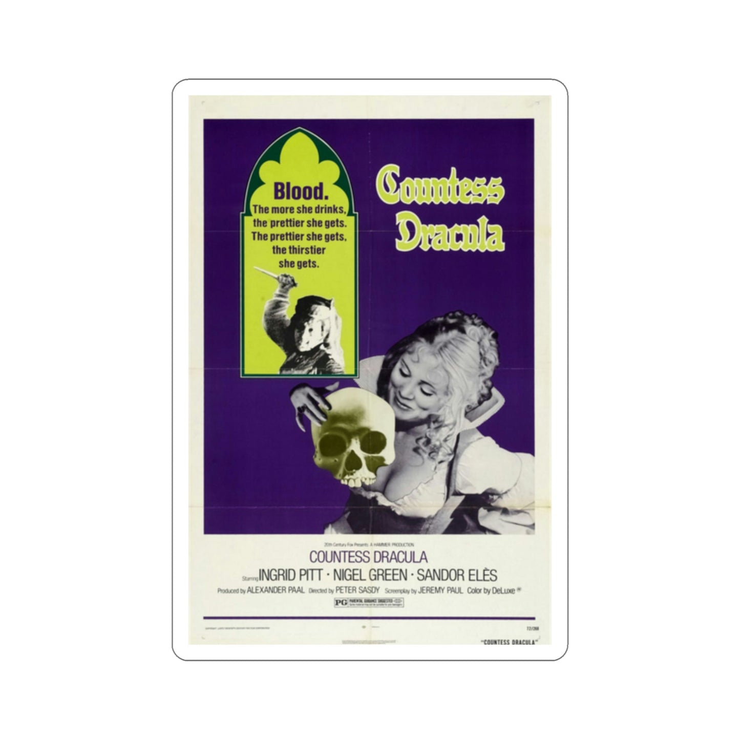 Countess Dracula 1972 Movie Poster STICKER Vinyl Die-Cut Decal-2 Inch-The Sticker Space