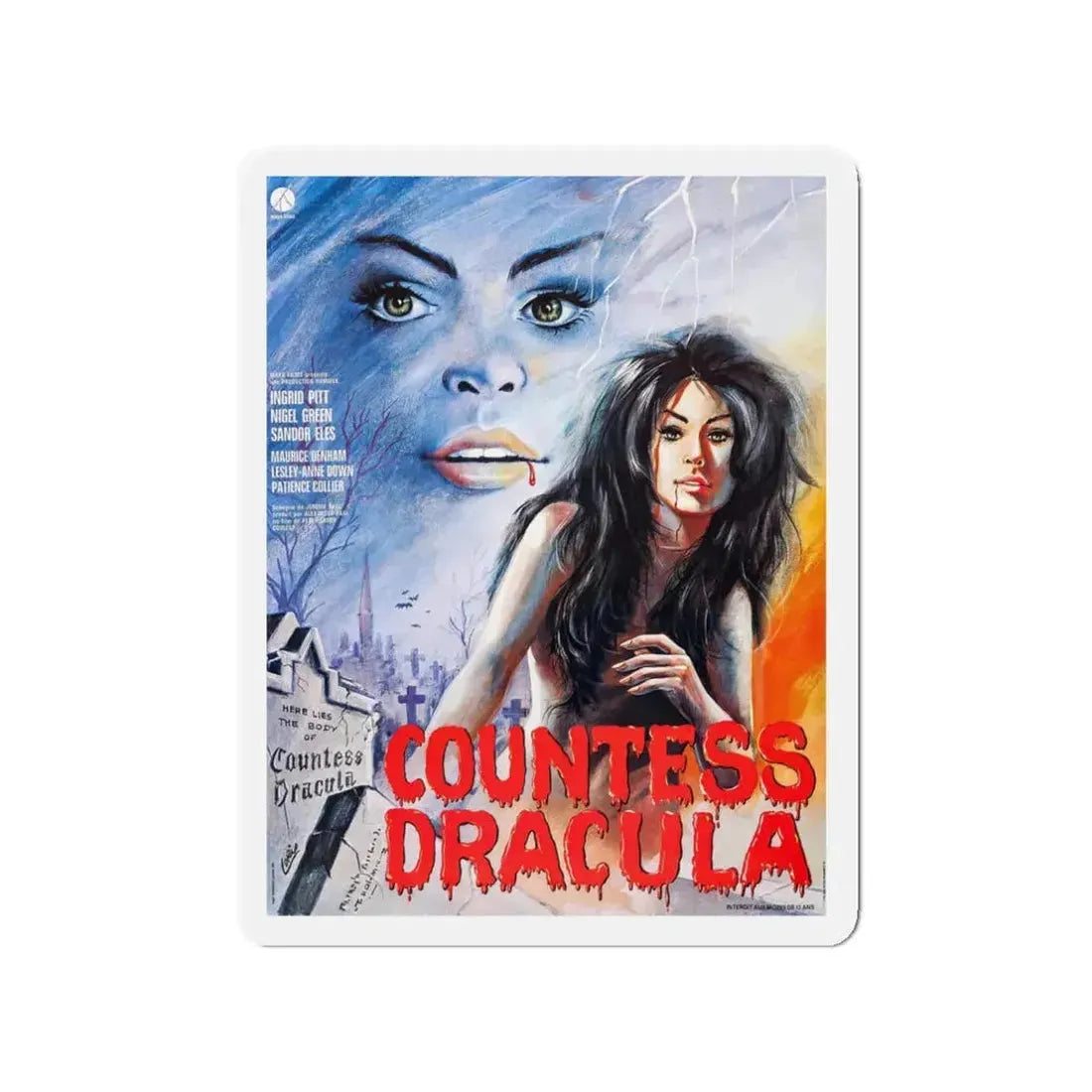 COUNTESS DRACULA (FRENCH) 1971 Movie Poster - Refrigerator Magnet 3 Inch - The Sticker Space