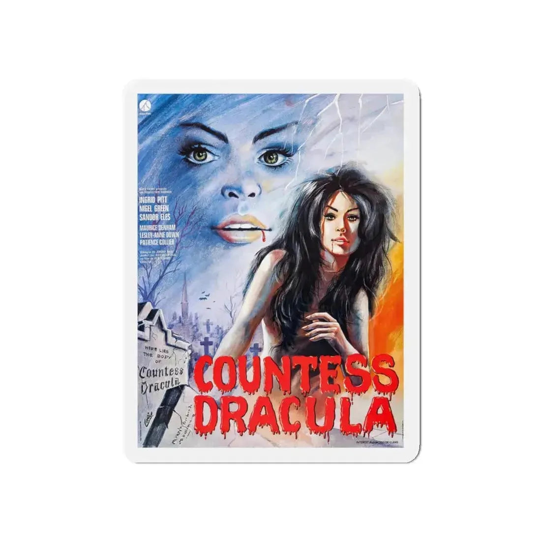 COUNTESS DRACULA (FRENCH) 1971 Movie Poster - Refrigerator Magnet 5 Inch - The Sticker Space