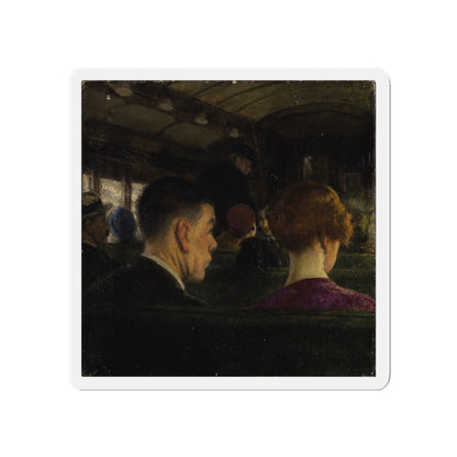 Couple on a Train, original illustration (Magazine Illustration) Refrigerator Magnet-5" x 5"-The Sticker Space