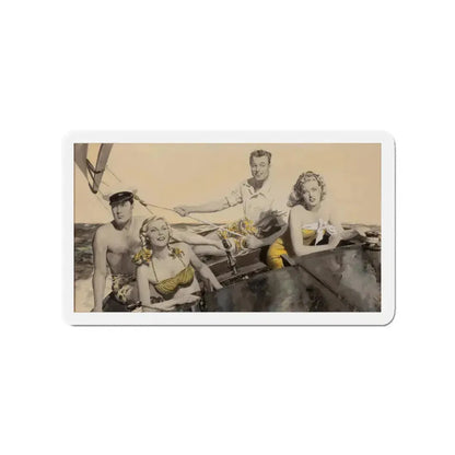 Couples Sailing (Magazine Illustration) Refrigerator Magnet 3 Inch Die-Cut - The Sticker Space
