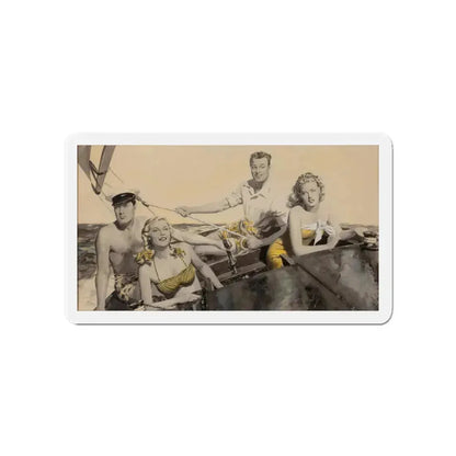 Couples Sailing (Magazine Illustration) Refrigerator Magnet 4 Inch Die-Cut - The Sticker Space