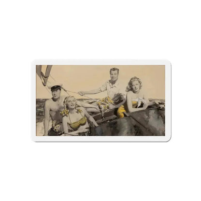 Couples Sailing (Magazine Illustration) Refrigerator Magnet 6 Inch Die-Cut - The Sticker Space