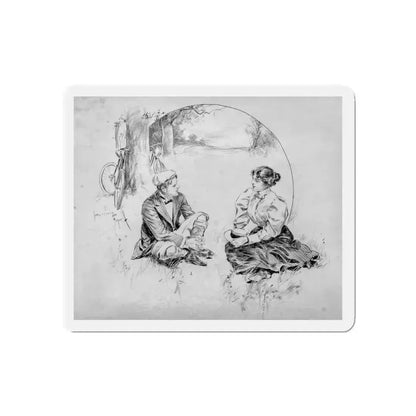 Courting (Magazine Illustration) Refrigerator Magnet 3 Inch Die-Cut - The Sticker Space