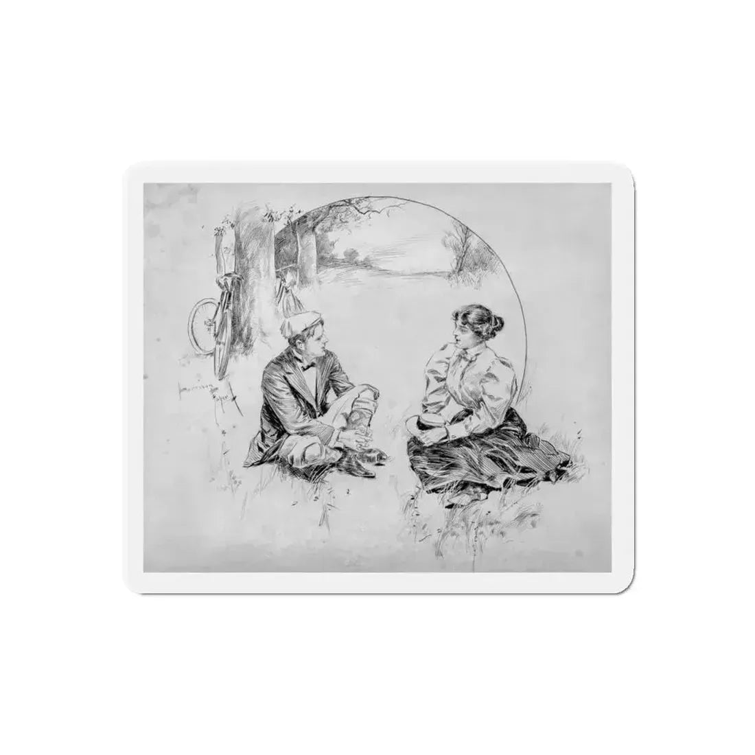 Courting (Magazine Illustration) Refrigerator Magnet - The Sticker Space