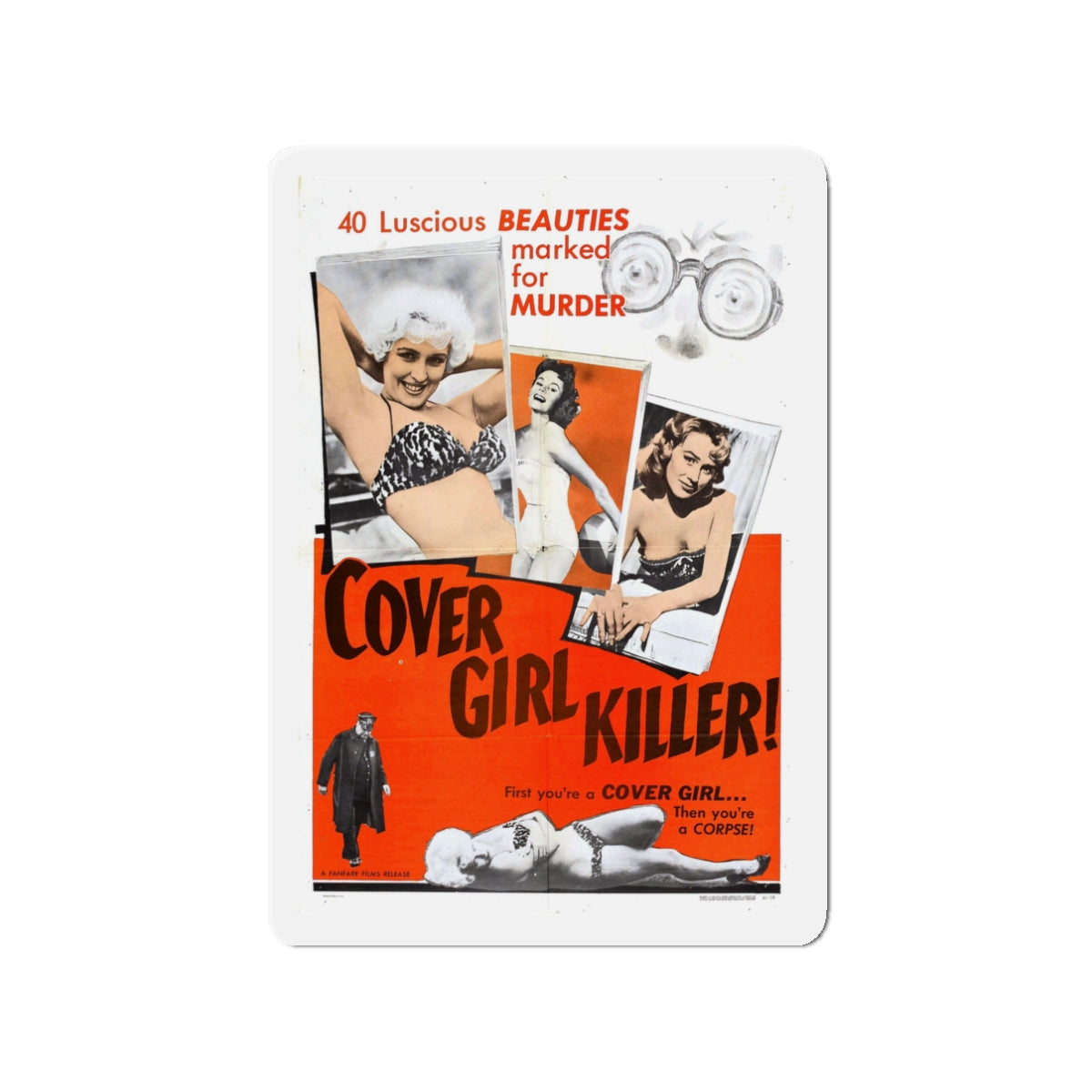 COVER GIRL KILLER 1959 Movie Poster - Die-Cut Magnet-3" x 3"-The Sticker Space